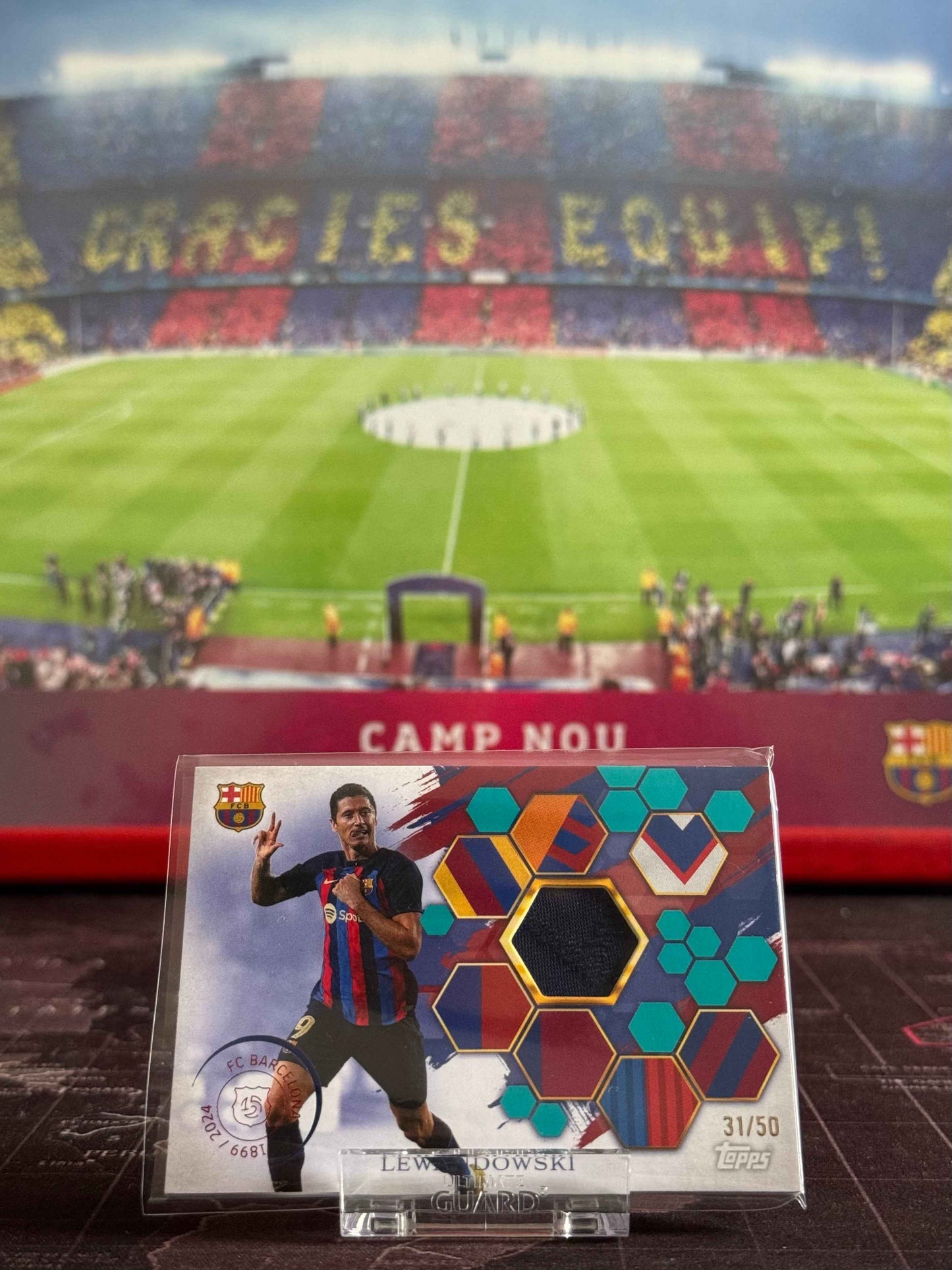 Robert Lewandowski Patch Match-Worn /50 Topps Barcelona 125th